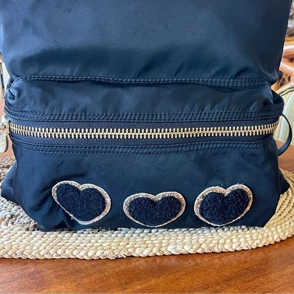 Stoney Clover Classic Backpack With Customized Fuzzy Heart Decals Gold Hardware - Picture 2 of 16